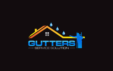 Illustration graphic vector of professional gutters installation and replacement services logo design template