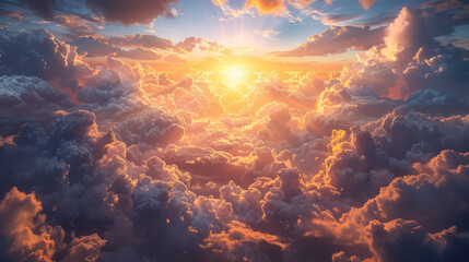  Golden Sunset Over Clouds