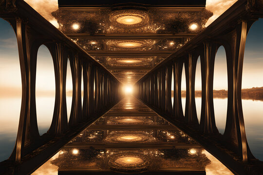 Mirror Universe, Parallel Reality, Surrealistic duality Etheral Reflecrion Dreamlike Symmetry. Surrealism World and Dreamy Landscape background wallpaper