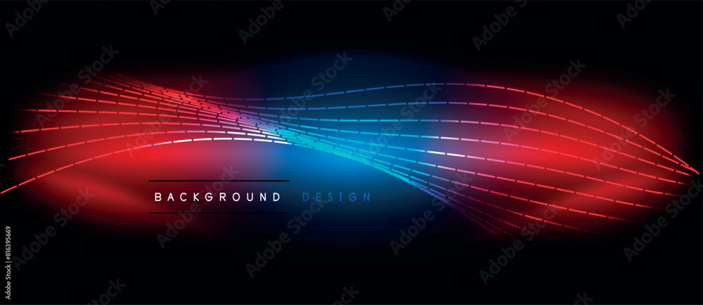 Poster a vibrant purple and electric blue glowing wave dances against a dark background, creating a mesmeri