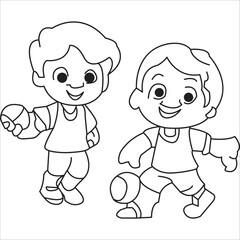 Two small children playing ball. They seemed to really enjoy the game, with big smiles on their faces