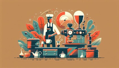Skilled Barista Crafting Espresso in Modern Cafe