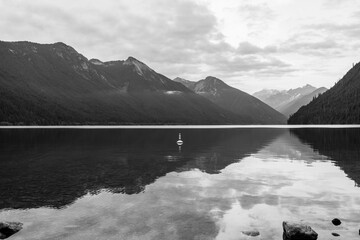 Beautiful waters of the Chilliwack Lake park clouds and mountains