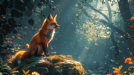 Vivid Forest Encounter: The Enchanted Journey of a Fox