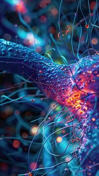 3d abstract illustration of cancer cell in nerve system