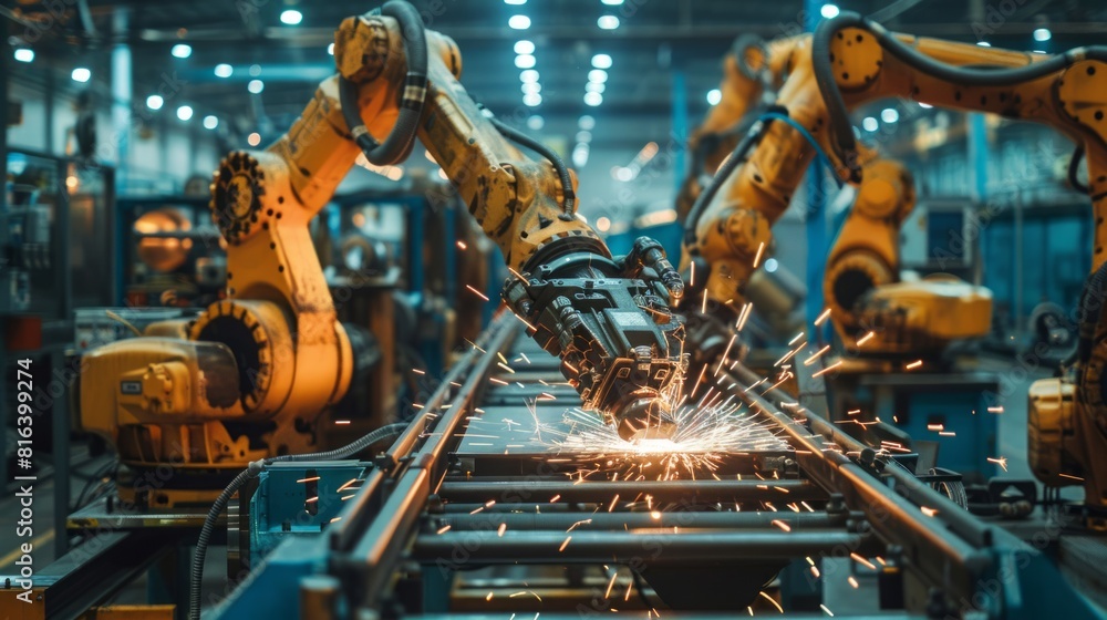 Poster robotic welding jig assembly of components. the welding process mechatronics mechanical engineers.