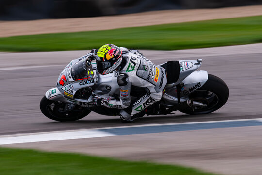 Indianapolis Motor Speedway 9-13-2008 Indianapolis, IN USA.. Andrea Dovizioso on the JIR Honda RC212V rounding turn 6 at the 2008 Indianapolis Moto GP