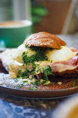 Sandwich With Smoked Chicken Salami on table 