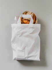 Paper bag and bread bakery packaging mockup