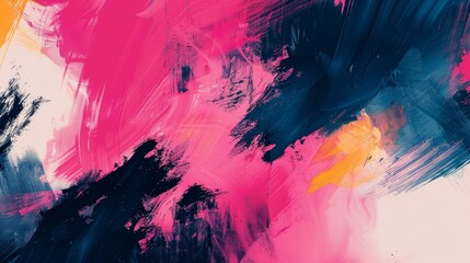 Bold brushstrokes and vibrant colors energize this abstract artwork.