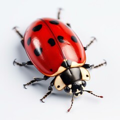 Crisp image of a ladybug on a pure white background, Ai Generated