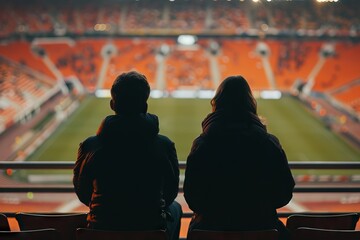 two spectators from behind watching a football match