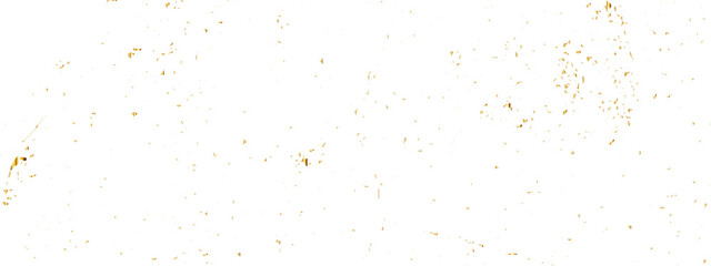 Abstract doted and confetti golden glitter and dust particles splatter on transparent background. Dust golden grunge background. Vector illustration.