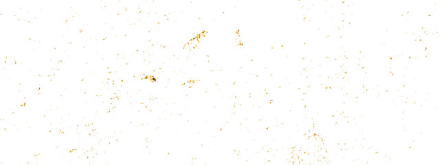 Abstract doted and confetti golden glitter and dust particles splatter on transparent background. Dust golden grunge background. Vector illustration.