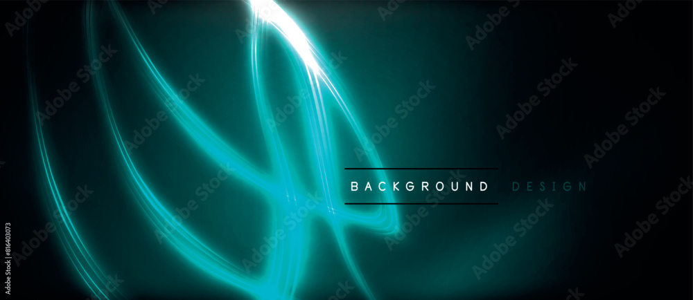 Poster an electric blue light shines through the darkness, creating a neon pattern on the water with a visu