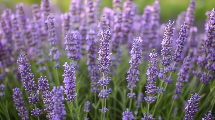 A field of lavender swaying in the breeze, its calming scent filling the air and attracting pollinators