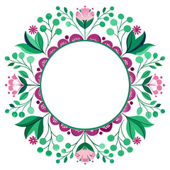Floral frame circle vector illustration 