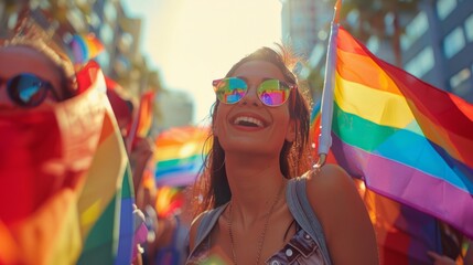 A powerful expression of LGBTQ joy and freedom, A flags waving in celebration.