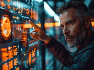 Male Engineer Touching Electronic Screen