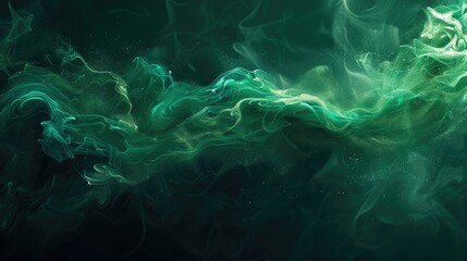 Obraz premium Green Smoke in Abstract Form on Dark Background