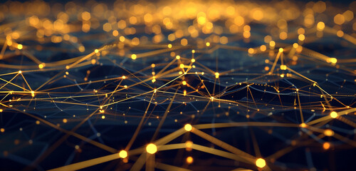High-tech networks dark gold lines.
