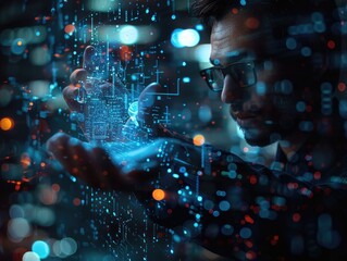 Male Engineer Touching Electronic Screen