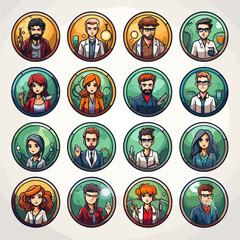 various doctor and medical devices icons on a white background 