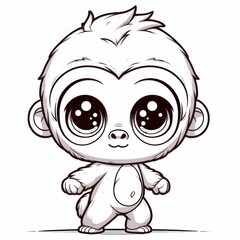 Obraz premium Adorable baby gorilla playing on the green grass