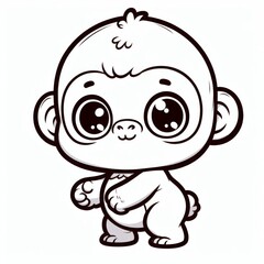 Fototapeta premium Adorable baby gorilla playing on the green grass