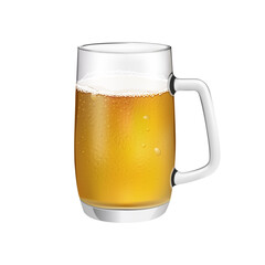 Mug of beer on a white isolated background. Alcoholic foamy, golden drink. Vector illustration.