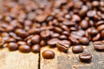 Coffee on grunge wooden background