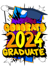 Cartoon Graduation, comic book education retro vector comics pop art design.