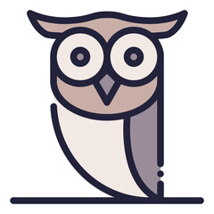 Owl Icon in Dashed Filled Line Style