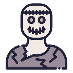 Zombie Icon in Dashed Filled Line Style