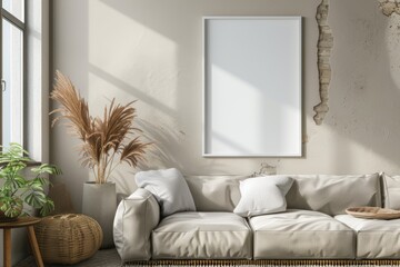 Poster Mockup in Minimalist Scandinavian Interior created with Generative AI