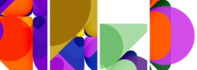 Colorful bright geometric abstract compositions for wallpaper, business card, cover, poster, banner, brochure, header, website