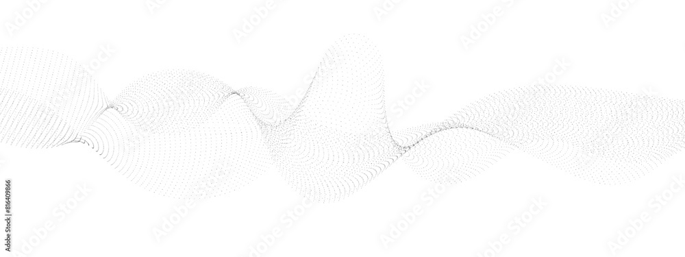 Poster flowing wavy dots particles wave pattern curve halftone gradient lines shape isolated on transparent