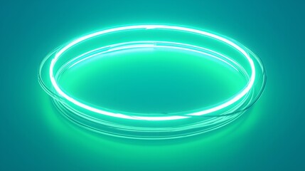 Neon Infinity Symbol, Recycling Icon and Luminous 3D Shapes on Bright Background. Renewable Energy, Circular Economy and Sustainable Technology Concepts，Neon sign, light background, 3D line abstract 