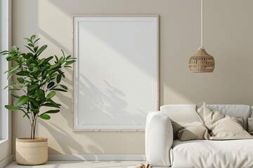 Poster Mockup in Minimalist Scandinavian Interior created with Generative AI