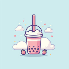 simple bubble tea vector illustration