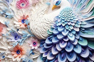 Fototapeta premium a peacock made of paper with a bird on it