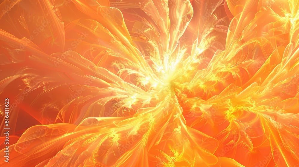 Poster flame orange palette in raster fractal graphics abstract background