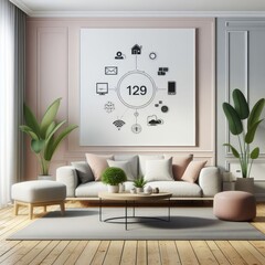 Comfortable and Modern Family Room with IoT Concept