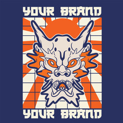 A Dragon head logo. This is vector illustration ideal for a mascot and tattoo or T-shirt graphic.