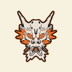 A Dragon head logo. This is vector illustration ideal for a mascot and tattoo or T-shirt graphic.
