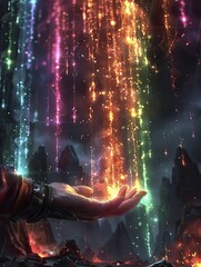 Hand interacting with transparent, glowing economic trends, suitable for digital investment strategy campaigns.