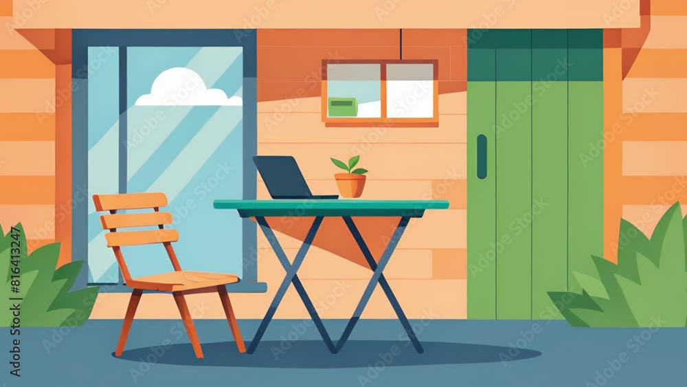 Poster a compact foldable table and chair are utilized in a small balcony or patio space creating a refresh