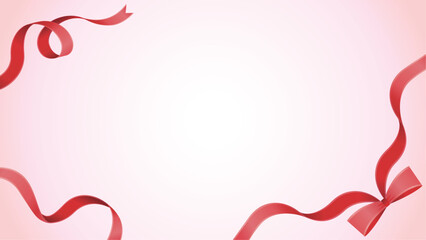 くるくるした赤いリボンの背景フレーム枠