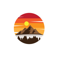 mountain design with sunset