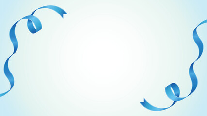 くるくるした青いリボンの背景フレーム枠